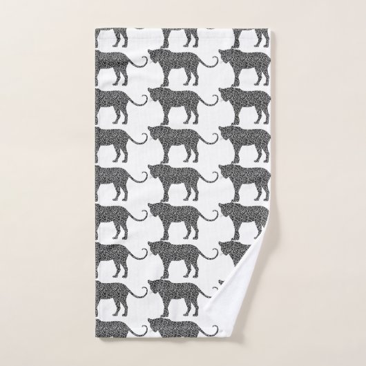 Silberleopard auf der Weißen Klassik Badhandtuch Set (Handtuch)
