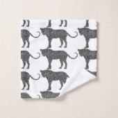 Silberleopard auf der Weißen Klassik Badhandtuch Set (Waschlappen)