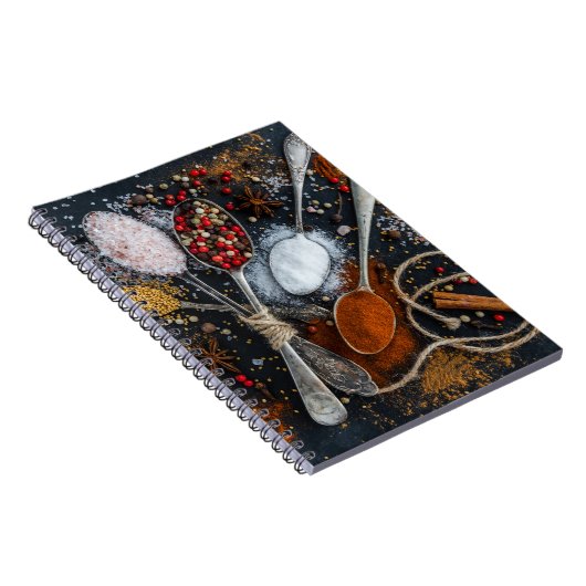Silberlöffel und Gewürze Notizblock (Rechte Seite)