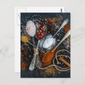 Silberlöffel und Gewürze Postkarte (Vorne/Hinten)
