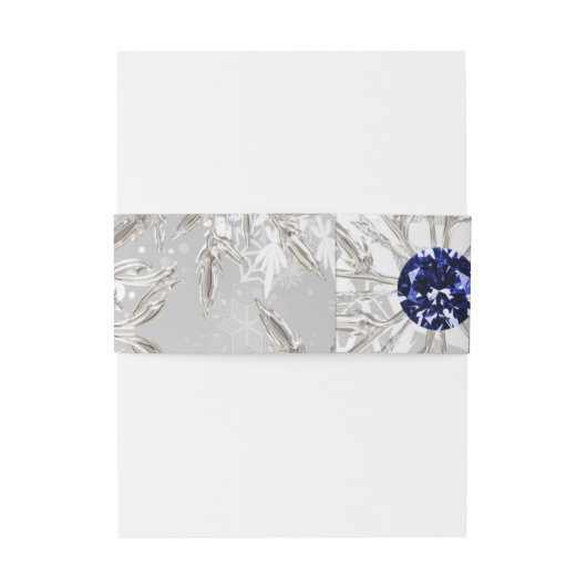 Silbermarineflocken Winter Hochzeit Einladungsbanderole (Rückseitenbeispiel)