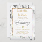 Silbermarmor, Gold und Weiß Einladung (Vorderseite)