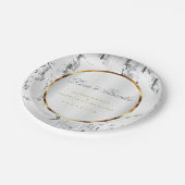 Silbermarmor, Gold und weißes Satin Pappteller (Schrägansicht)