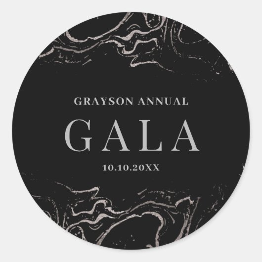 Silbermarmor Runder Aufkleber (Vorderseite)