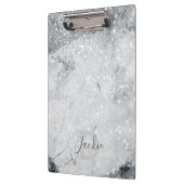 Silbermarmor und Glitzer Sparkle Mit Monogramm Klemmbrett (Links)
