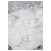 Silbermarmor und Glitzer Sparkle Mit Monogramm Klemmbrett (Rückseite)