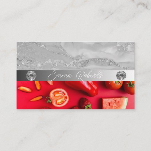 Silbermarmorkarte Rosa Diamantcoach Business Card Visitenkarte (Vorderseite)