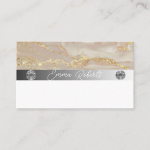 Silbermarmorkarte Rosa Diamantcoach Business Card Visitenkarte