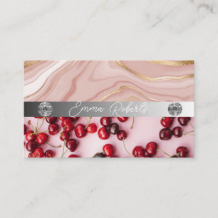 Silbermarmorkarte Rosa Diamantcoach Business Card Visitenkarte