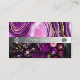 Silbermarmorkarte Rosa Diamantcoach Business Card Visitenkarte