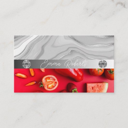 Silbermarmorkarte Rosa Diamantcoach Business Card Visitenkarte (Vorderseite)