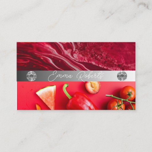 Silbermarmorkarte Rosa Diamantcoach Business Card Visitenkarte (Vorderseite)