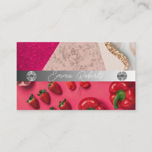 Silbermarmorkarte Rosa Diamantcoach Business Card Visitenkarte (Vorderseite)