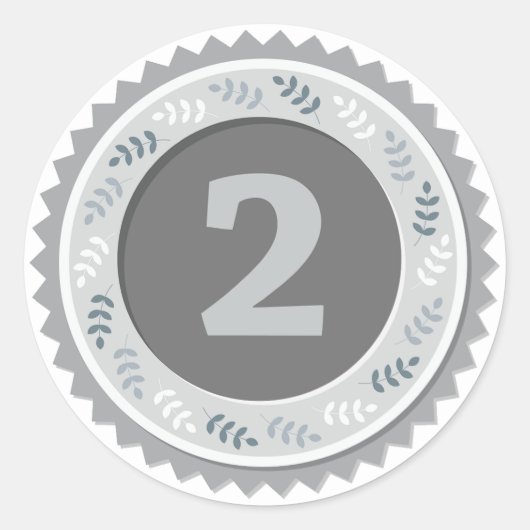 Silbermedaille 2. Platz Dunkel Runder Aufkleber (Vorderseite)