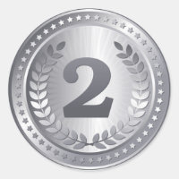 Silbermedaille 2. Platz Sieger Aufkleber