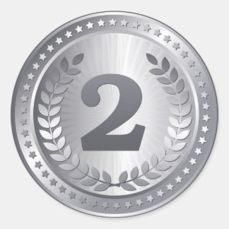 Silbermedaille 2. Platz Sieger Aufkleber