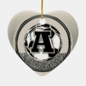 Silbermedaille für Fußball-Monogramm Letter A Keramikornament (Hinten)