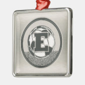 Silbermedaille-Fußball-Monogramm-Buchstabe E Silbernes Ornament (Links)