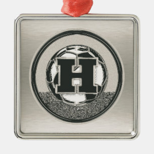 Silbermedaille-Fußball-Monogramm-Buchstabe H Silbernes Ornament
