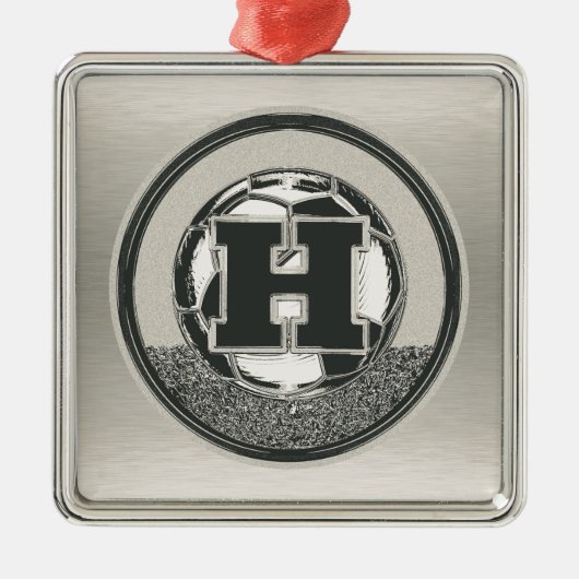 Silbermedaille-Fußball-Monogramm-Buchstabe H Silbernes Ornament (Vorne)