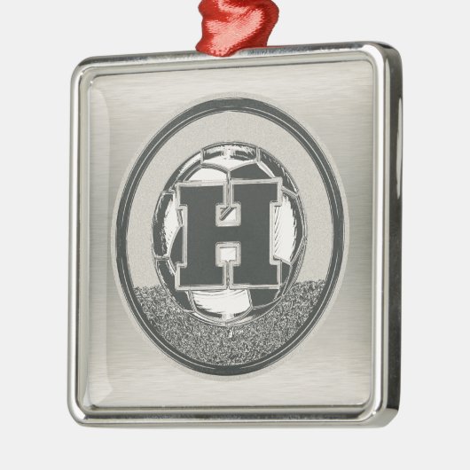 Silbermedaille-Fußball-Monogramm-Buchstabe H Silbernes Ornament (Links)