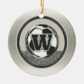 Silbermedaille-Fußball-Monogramm-Buchstabe W Keramik Ornament (Vorne)