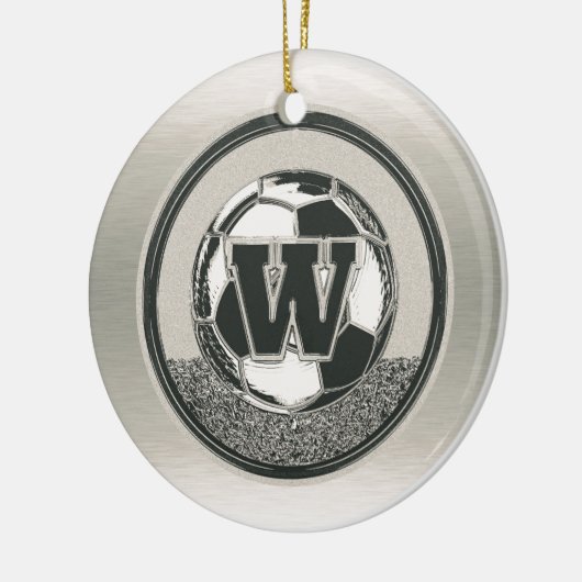 Silbermedaille-Fußball-Monogramm-Buchstabe W Keramik Ornament (Links)
