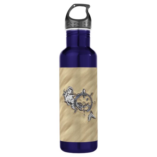 Silbermedaille im Sand Edelstahlflasche (Vorderseite)