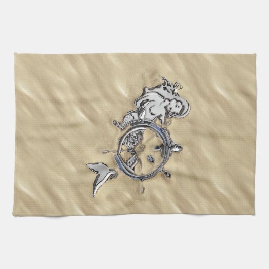 Silbermedaille im Sand Küchentuch (Horizontal)