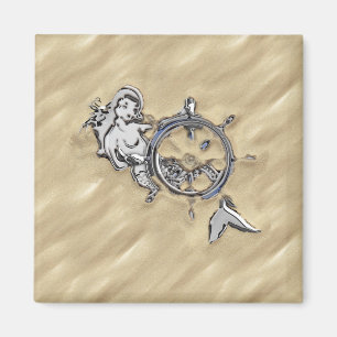 Silbermedaille im Sand Magnet