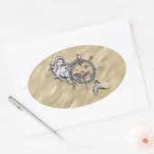 Silbermedaille im Sand Ovaler Aufkleber (Umschlag)