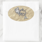 Silbermedaille im Sand Ovaler Aufkleber (Tasche)