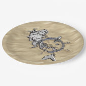 Silbermedaille im Sand Pappteller (Schrägansicht)