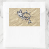 Silbermedaille im Sand Rechteckiger Aufkleber (Tasche)