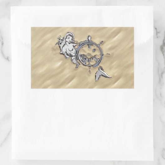 Silbermedaille im Sand Rechteckiger Aufkleber (Tasche)