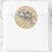 Silbermedaille im Sand Runder Aufkleber (Tasche)