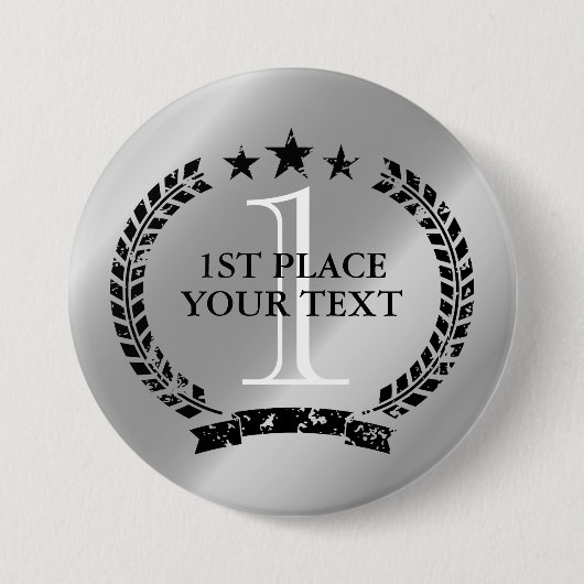 Silbermedaille Lorbeerkranz Wappen 1. Platz Gewinn Button (Vorderseite)