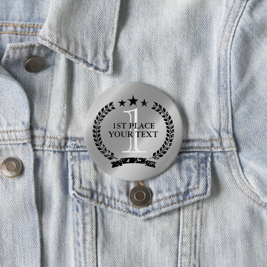 Silbermedaille Lorbeerkranz Wappen 1. Platz Gewinn Button (Beispiel)