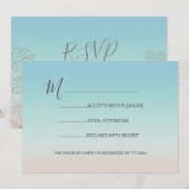 Silbermedaille Türkis Beach Hochzeit Einladung (Vorne/Hinten)