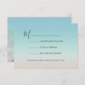 Silbermedaille Türkis Beach Hochzeit RSVP Karte (Vorne/Hinten)