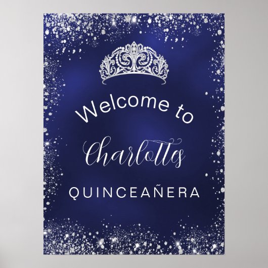 Silbermedaille willkommen im Glitzer Quinceanera Poster (Vorne)