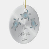 Silbermeerschildkröte | Hawaiianische Weihnachten Keramik Ornament (Rechts)