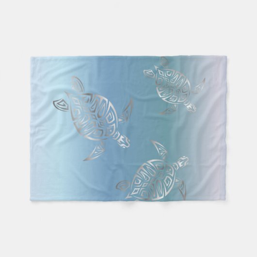 Silbermeerschildkröten Blaues strahlendes Tier Fleecedecke (Vorderseite (Horizontal))