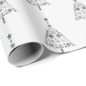 silbermetalische Weihnachtsbaum stilvoll elegant Geschenkpapier (Rolleneckpunkt)