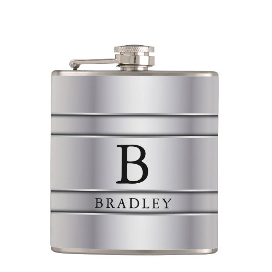 Silbermetall Flachmann (Vorderseite)