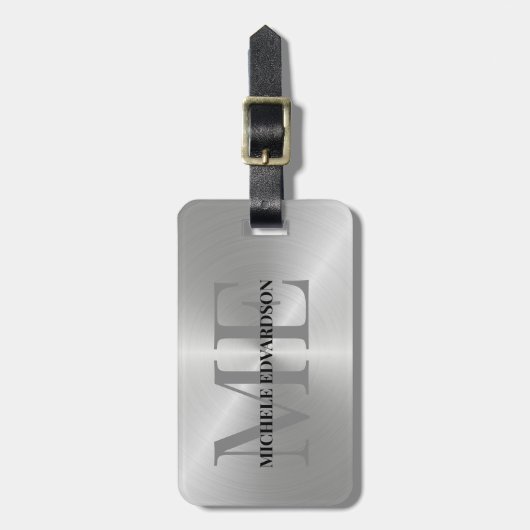 Silbermetall Gepäckanhänger (Vorderseite vertikal)