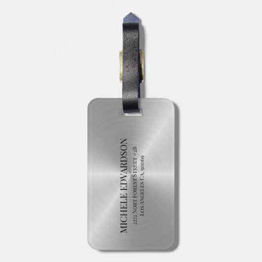 Silbermetall Gepäckanhänger (Rückseite vertikal)