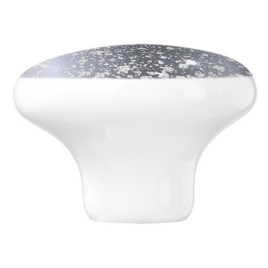 Silbermetall Glitzer Name Gürtelmäuse Keramikknauf (Seitenansicht)