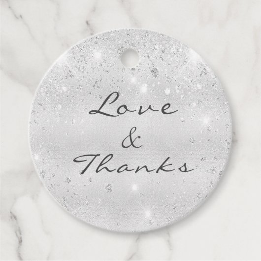 Silbermetall Glitzer Staub danke Ihnen Hochzeit Geschenkanhänger (Vorderseite)