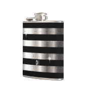 Silbermetall und schwarzer Streifen | DIY Monogram Flachmann (Links)